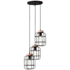 Brilliant Gwen Pendelleuchte Metall Holz Schwarz | 420mm - Geeignet für 3x E27